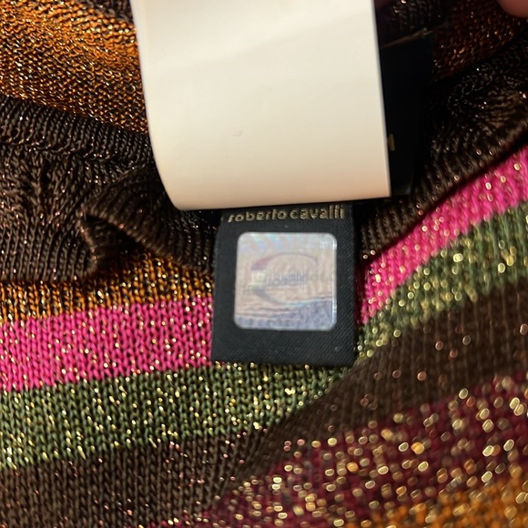 EUC Women’s JUST CAVALLI Long Sleeve Striped Metallic Bodycon Dress - Picture 12 of 12